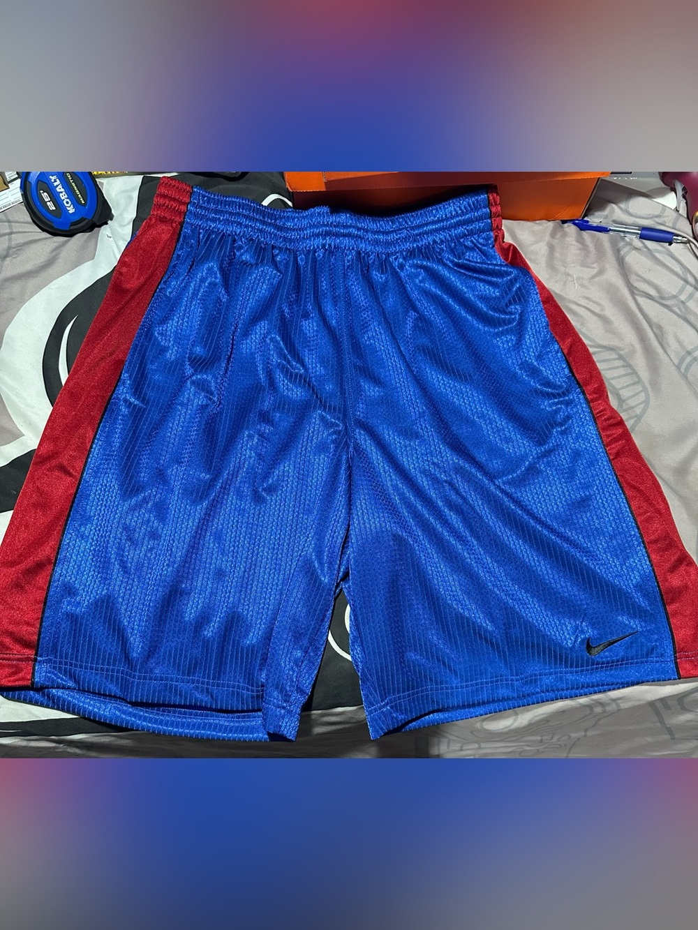 Men's Brand New Nike Basketball Athletic Blue Mesh Shorts - Elastic Waist